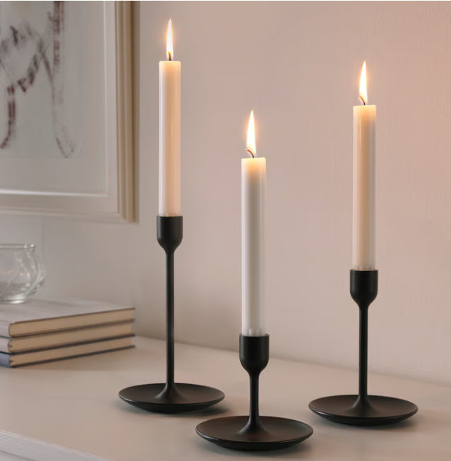 IKEA FULLTALIG Candlestick, set of 3, black
