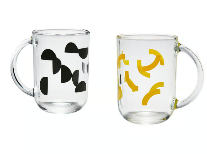 IKEA SKEDSTÖR Mug, mixed colours yellow/black, 30 cl