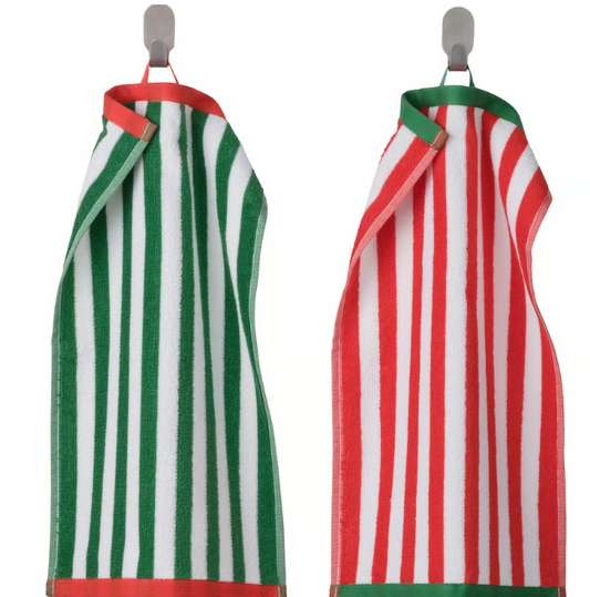 IKEA SLÅNHÖSTMAL Guest towel, green/white/red, 30x50 cm