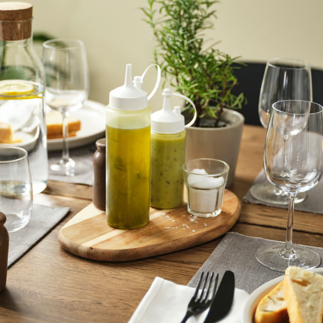 IKEA GRILLTIDER Squeeze bottle, white/transparent, 330 ml