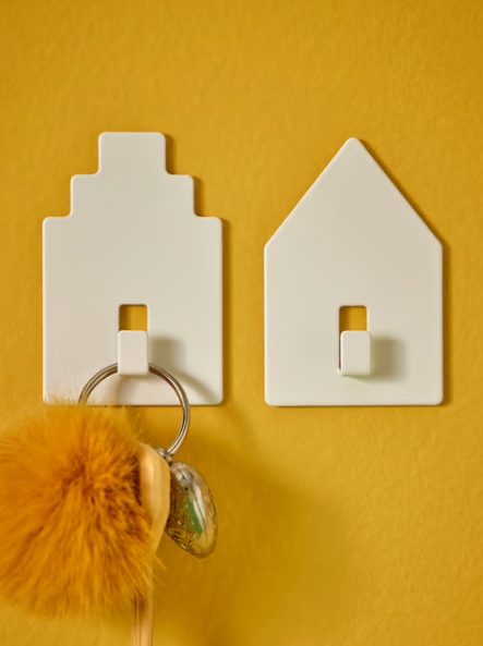 IKEA TIPPVAGN Hook, self-adhesive, house/white