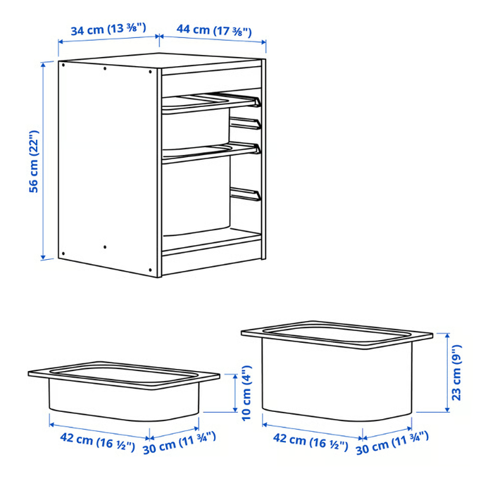 IKEA TROFAST Storage combination with boxes, white/white, 34x44x56 cm