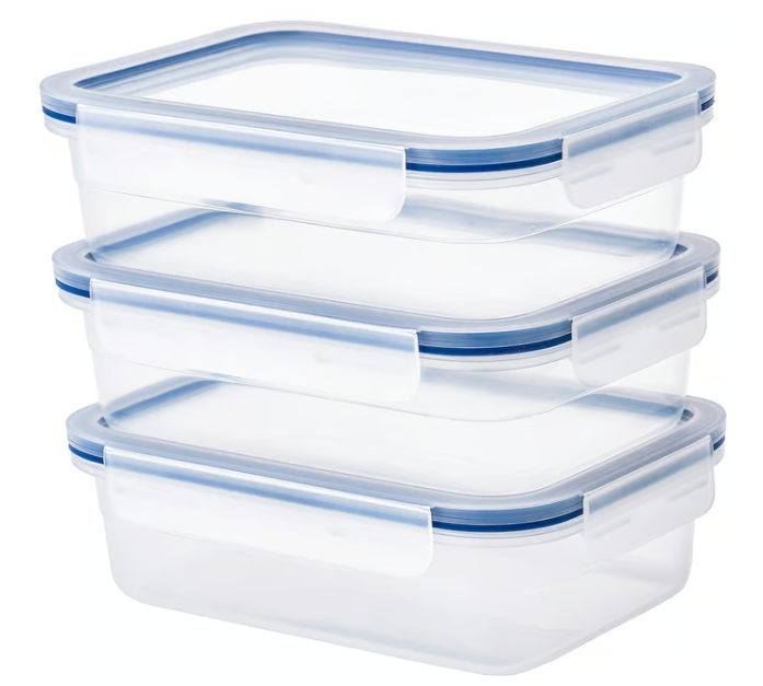 IKEA 365+ Food container with lid, rectangular/plastic, 1.0 l (Set of 3)
