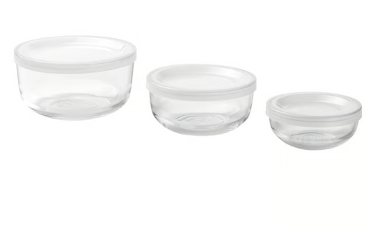 IKEA BESTÄMMA Food container with lid, set of 3, glass