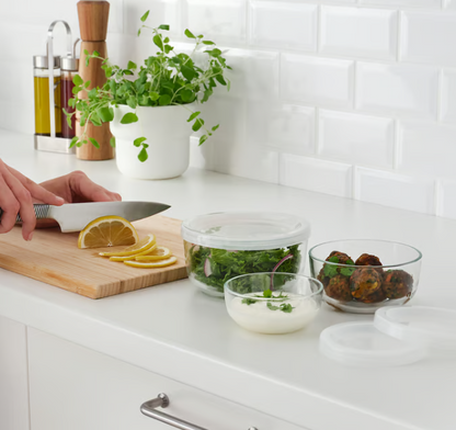 IKEA BESTÄMMA Food container with lid, set of 3, glass