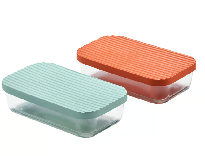 IKEA HAVSTOBIS Food container with lid, transparent/multicolour, 700 ml (Set of 2)