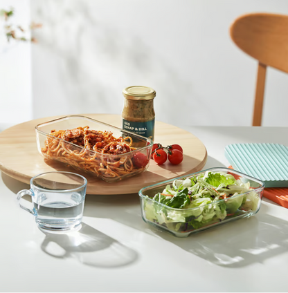 IKEA HAVSTOBIS Food container with lid, transparent/multicolour, 700 ml (Set of 2)