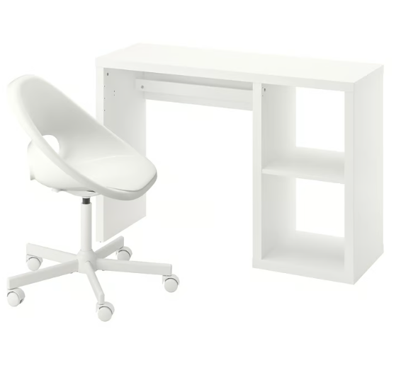IKEA KALLAX / LOBERGET Desk and chair, white