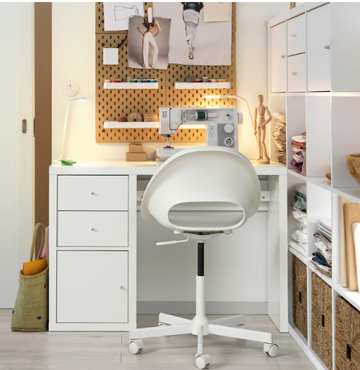 IKEA KALLAX / LOBERGET Desk and chair, white