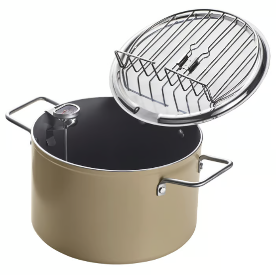 IKEA SKÄGGTORSK Frying pot, non-stick coating light beige-green, 4 l