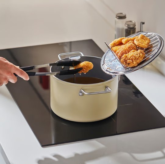 IKEA SKÄGGTORSK Frying pot, non-stick coating light beige-green, 4 l