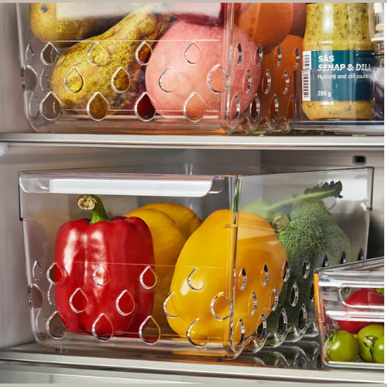 IKEA KLIPPKAKTUS Storage basket for fridge, transparent, 30x19x14 cm