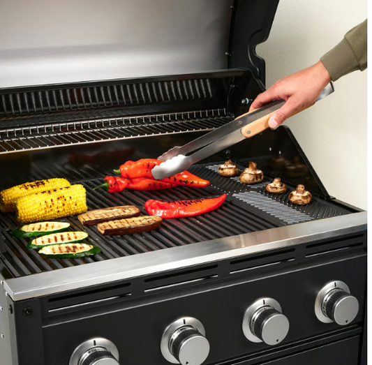IKEA GRILLTIDER 3-piece barbecue tools set, stainless steel/beech