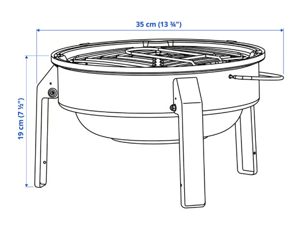 IKEA KORPÖN Portable charcoal barbecue, black