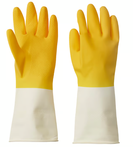IKEA RINNIG Cleaning gloves, bright yellow/off-white, M