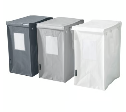 IKEA DIMPA Waste sorting bag, white/dark grey/light grey, 22x35x45 cm/35 l (Set of 3)