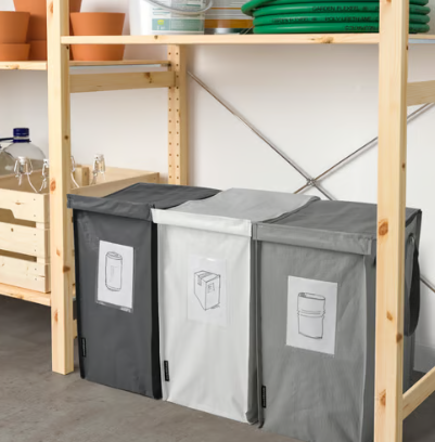 IKEA DIMPA Waste sorting bag, white/dark grey/light grey, 22x35x45 cm/35 l (Set of 3)