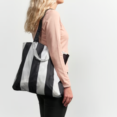 IKEA SKYNKE Carrier bag, striped/black white, 45x36 cm