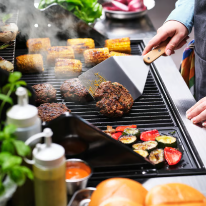 IKEA GRILLTIDER Hamburger turner, stainless steel/beech, 30 cm