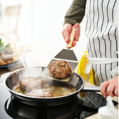 IKEA GRILLTIDER Hamburger turner, stainless steel/beech, 30 cm