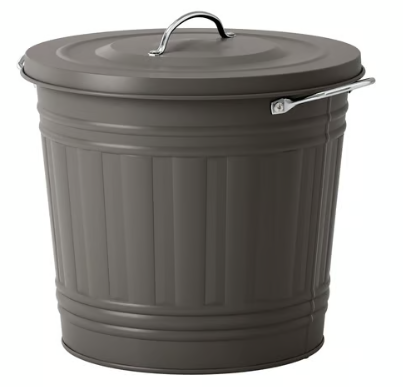 IKEA KNODD Bin with lid, grey, 16 l