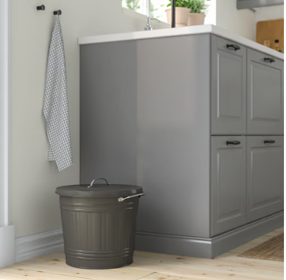 IKEA KNODD Bin with lid, grey, 16 l