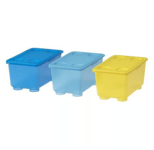 IKEA Box with lid, pink/turquoise, 17x10 cm set of 3