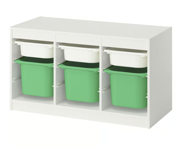 IKEA Storage combination with boxes, white, 99x44x56 cm