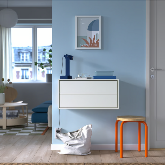 IKEA EKET Wall-mounted storage combination, with 2 drawers/white, 70x35x35 cm