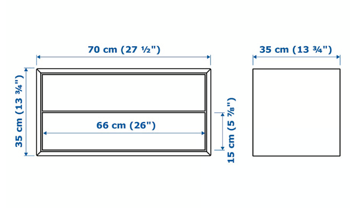 IKEA EKET Wall-mounted storage combination, with 2 drawers/white, 70x35x35 cm
