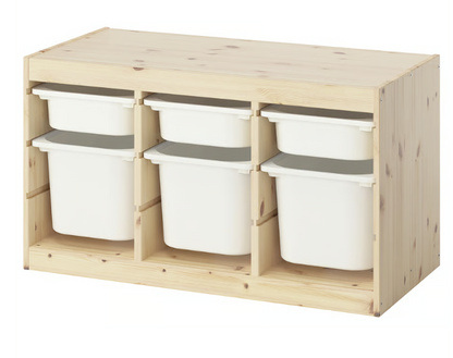 IKEA TROFAST Storage combination with boxes, light white stained pine/white, 93x44x52 cm