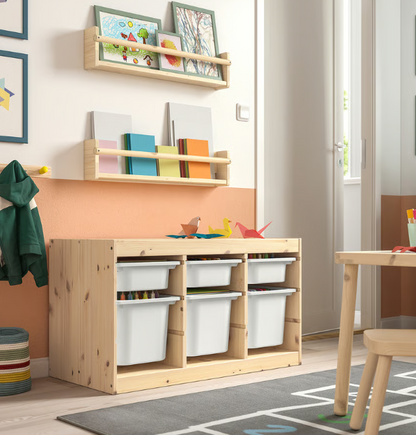 IKEA TROFAST Storage combination with boxes, light white stained pine/white, 93x44x52 cm