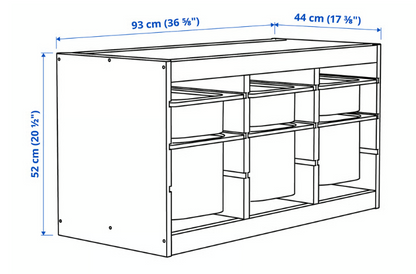 IKEA TROFAST Storage combination with boxes, light white stained pine/white, 93x44x52 cm