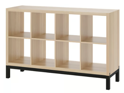 IKEA KALLAX Shelving unit with underframe, white stained oak effect,  147x94 cm
