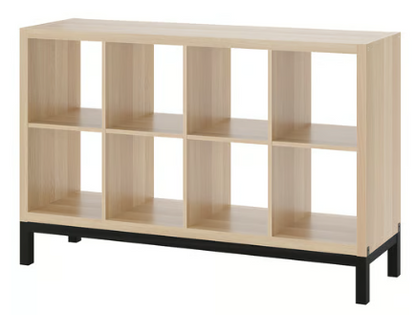 IKEA KALLAX Shelving unit with underframe, white stained oak effect,  147x94 cm
