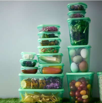 IKEA Food container, set of 17, transparent/green