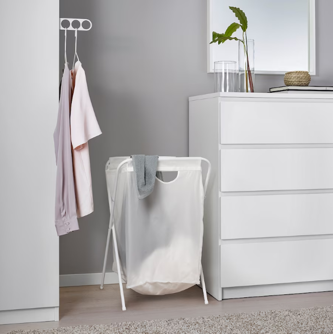 IKEA JÃLL Laundry bag with stand, white,