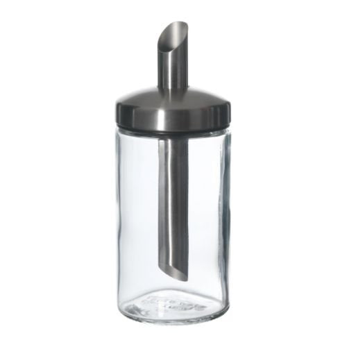 IKEA DOLD Portion sugar shaker, clear glass/stainless steel, 15 cm