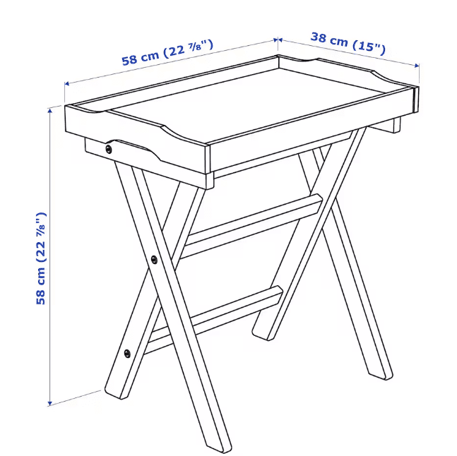 IKEA MARYD Tray table, grey, 58x38x58 cm