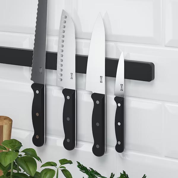 IKEA HULTARP MAGNETIC KNIFE RACK, BLACK, 38 CM