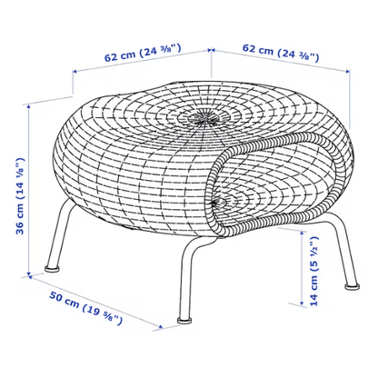 IKEA GAMLEHULT Footstool with storage, rattan/anthracite