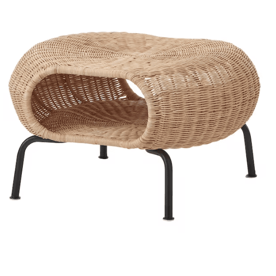 IKEA GAMLEHULT Footstool with storage, rattan/anthracite