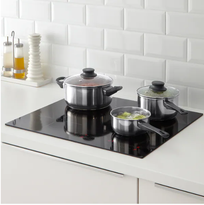 IKEA ANNONS 5-piece cookware set, glass/stainless steel