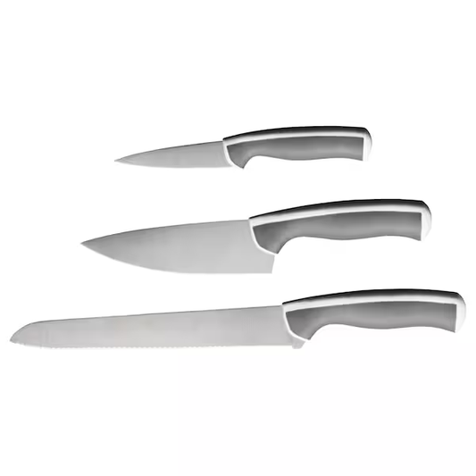 ÄNDLIG 3-piece knife set, light grey/white