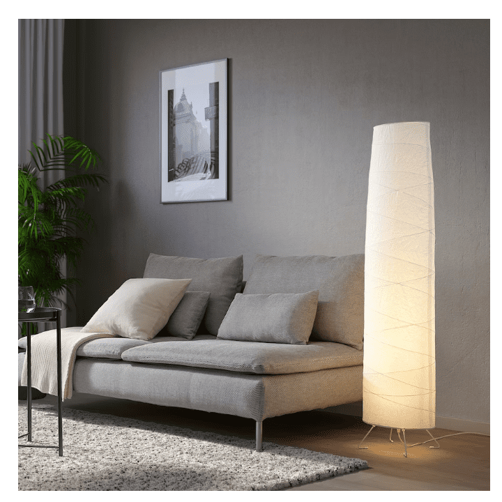 IKEA VICKLEBY Floor lamp, white/handmade, 136 cm