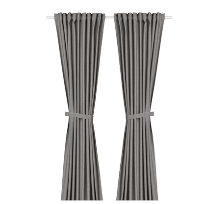 LENDA Curtains with tie-backs, 1 pair, brown-red, 140x300 cm