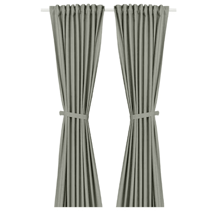 LENDA Curtains with tie-backs, 1 pair, brown-red, 140x300 cm