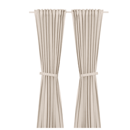 LENDA Curtains with tie-backs, 1 pair, brown-red, 140x300 cm