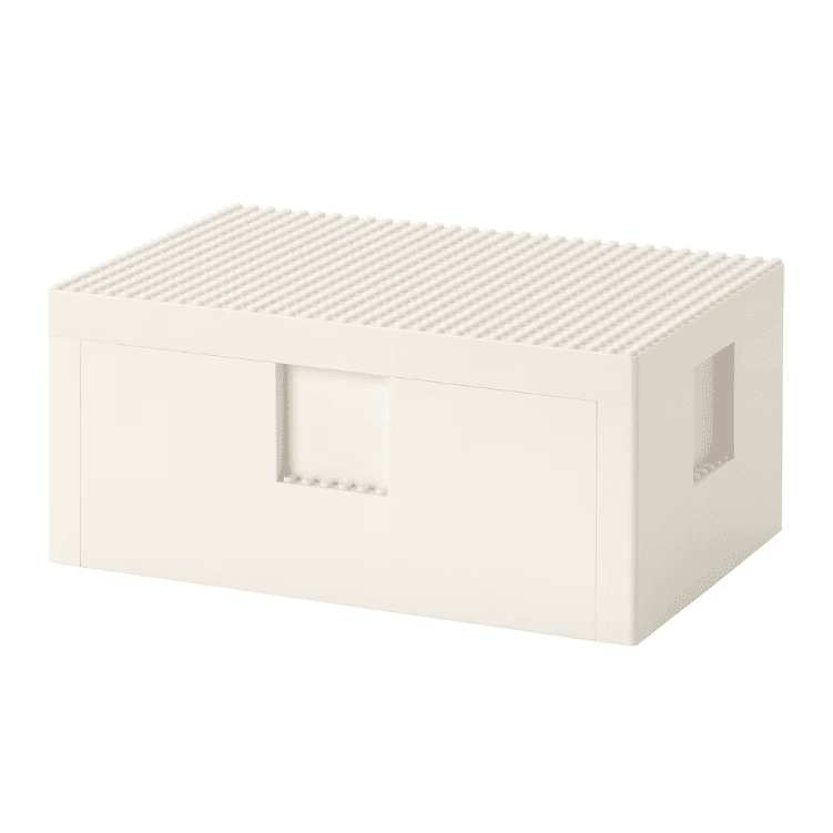 BYGGLEK LEGOÂ® box with lid, white, 26x18x12 cm