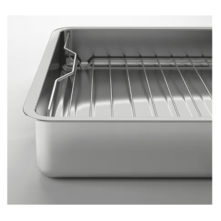 IKEA KONCIS Roasting tin with grill rack, stainless steel, 40x32 cm